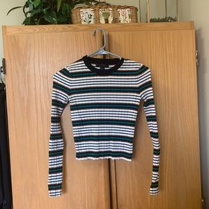 Striped, ribbed, well fitted long sleeve